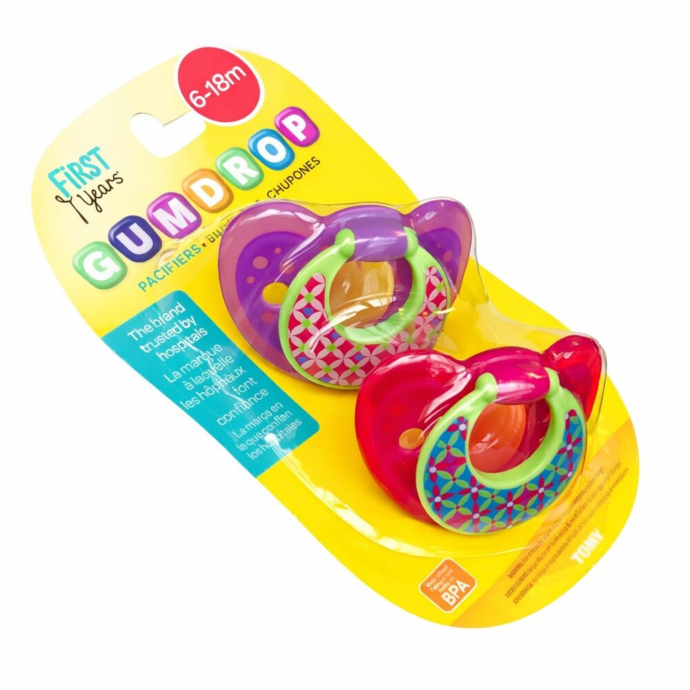 First Years Gumdrop Pacifier 2 Count Pink For 6M+  New Sealed ( ADD-ON ONLY )